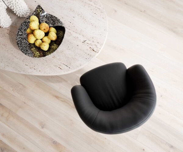 Jídelní židle Caja-Flex s područkami, křížová podnož, široké, kovové, černá, pravá kůže, černá, 180° otočné, jádro z taštičkových pružin - Image 4