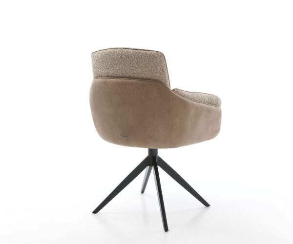 Jídelní židle Luan-Flex s područkami, křížová podnož, široké, kov černý, mix materiálů, taupe, otočné o 360° - Image 4