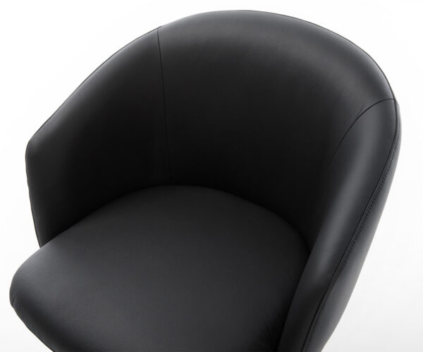 Jídelní židle Caja-Flex s područkami, křížová podnož z nerezové oceli, pravá černá kůže - Image 4