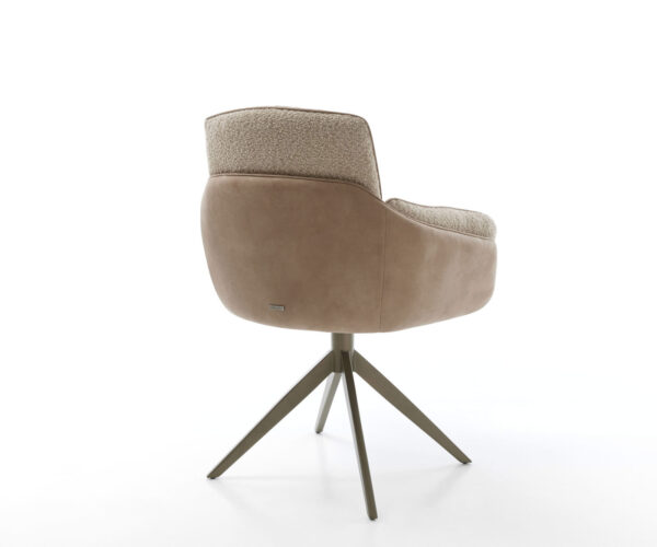 Jídelní židle Luan-Flex s područkami, křížová podnož, široký efektový povrch, titanový materiálový mix, taupe, otočné o 360° - Image 5