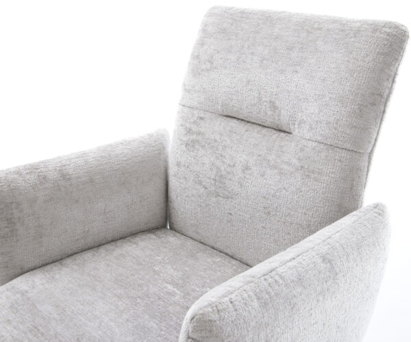 Jídelní židle Jova-Flex s područkami, chenille stříbrnošedé, křížová podnož, široký efektový povrch titanový, 360° otočné, jádro z taštičkových pružin - Image 4