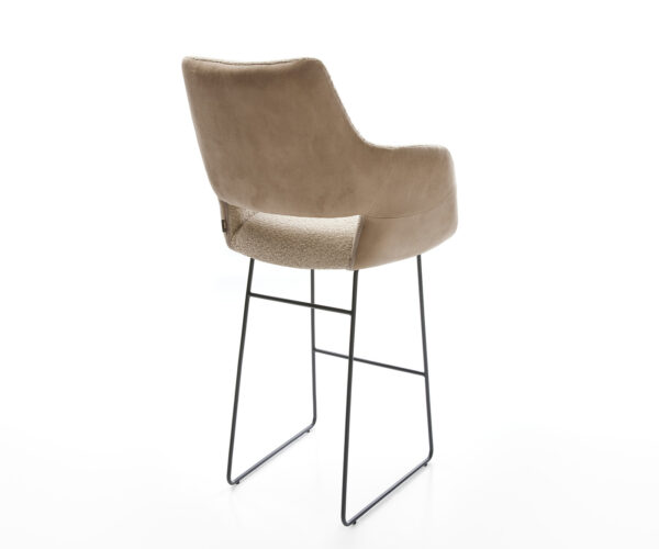 Barová židle Yago-Flex kovový rám na kluzácích černý, kombinované materiály, taupe, jádro s taštičkovými pružinami - Image 5