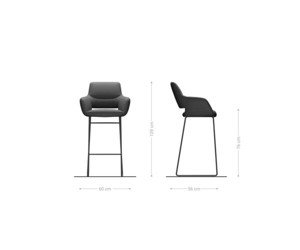 Barová židle Yago-Flex kovový rám na kluzácích černý, kombinované materiály, taupe, jádro s taštičkovými pružinami - Image 6