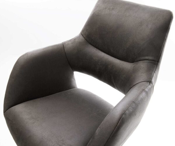 Barová židle Yago-Flex s konzolovou konstrukcí, plochý kov, černý, mikrovlákno antracit, vintage, jádro s kapslovými pružinami - Image 4