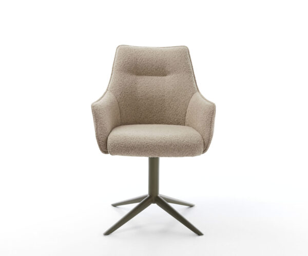 Jídelní židle Alja-Flex s područkami, křížová podstava, efektová povrchová úprava titan, kombinace materiálů taupe, 360° otočný, jádro s taštičkovými pružinami, funkce houpání - Image 2