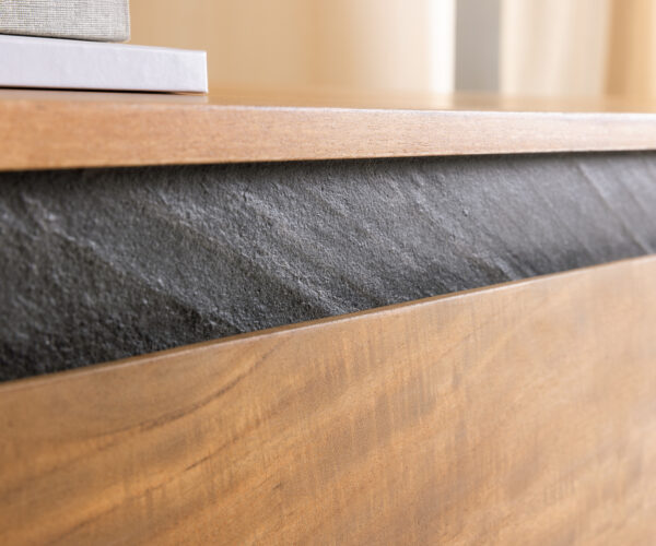 TV stolek Stonegrace 240 cm přírodní akácie s deskou z břidlice, 4 dveře, závěsný styl - Image 5