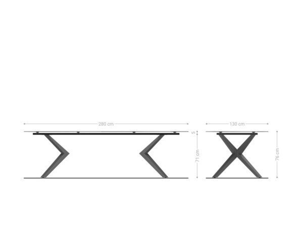 Jídelní stůl Edge Oválný 280x130 keramika Minas Melange bílo-béžová Zenthara hranatý nerezový kov - Image 8