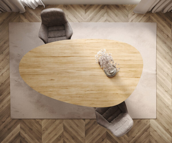 Jídelní stůl Edge oválný 220x120 keramický Laminam® Sabbia dubová barva Pilier nerezová ocel grafitová - Image 6