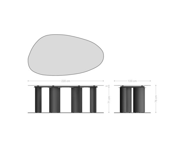 Jídelní stůl Edge oválný 220x120 keramický Laminam® Sabbia dubová barva Pilier nerezová ocel grafitová - Image 8