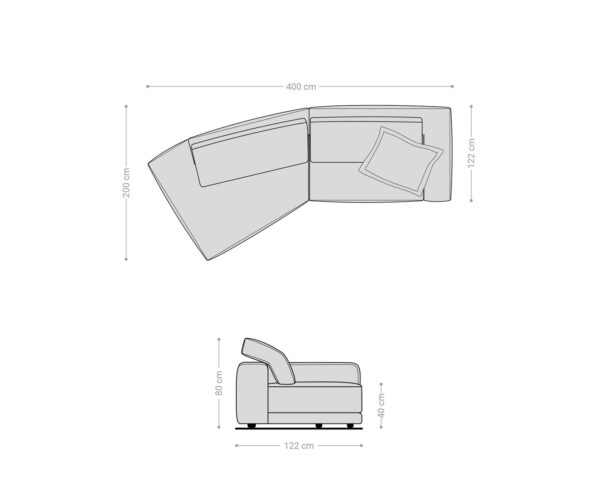 Velká pohovka Snoosh 400x150 cm mikrovlákno taupe vintage levý polohovací křeslo - Image 9