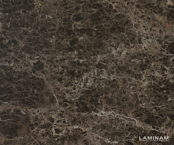 Jídelní stůl Edge 200x100 keramika Laminam Emperador Extra Lucidato tmavě hnědá nerezová ocel šikmá - Image 7
