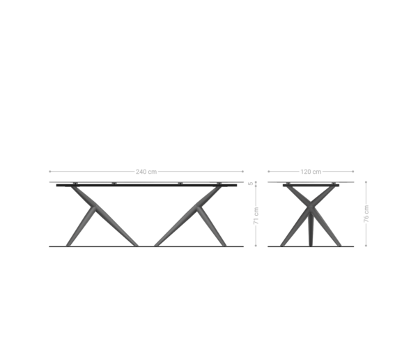 Jídelní stůl Edge lodě tvaru 240x120 Laminam Emperador Extra Lucidato tmavě hnědý estelar kulatý nerezový ocelový - Image 7