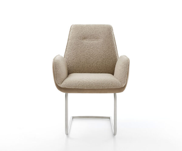 Jídelní židle Zoa-Flex smíšené materiály taupe konzolová konstrukce kulatá nerezová ocel - Image 2