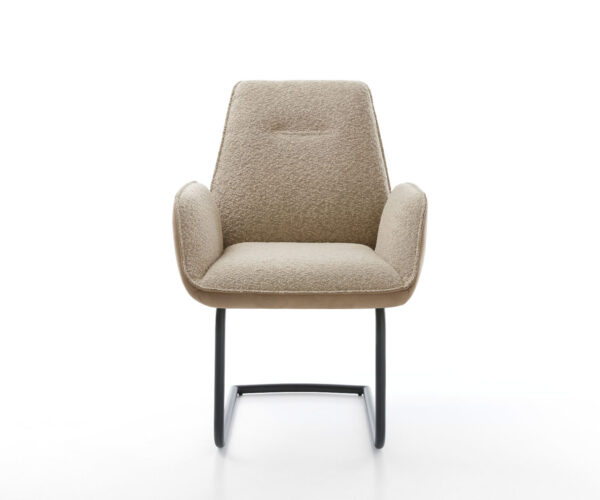 Jídelní židle Zoa-Flex smíšené materiály taupe konzolová konstrukce kulatá černá - Image 2