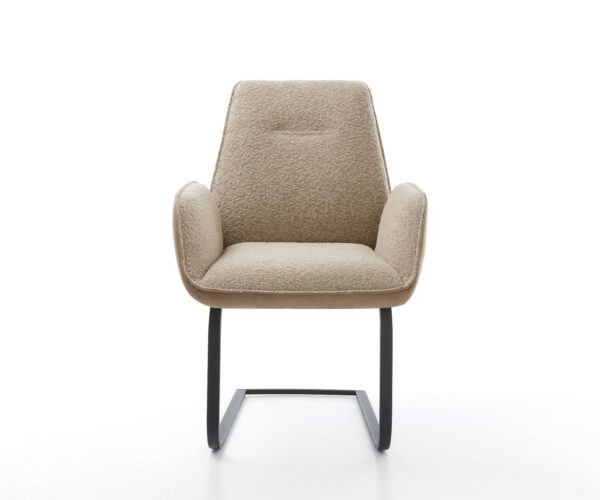 Jídelní židle Zoa-Flex smíšené materiály taupe konzolová konstrukce matná černá - Image 2