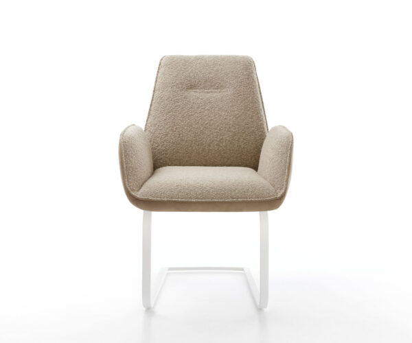 Jídelní židle Zoa-Flex smíšené materiály taupe konzolová konstrukce plochá bílá - Image 2