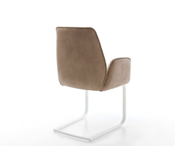 Jídelní židle Zoa-Flex smíšené materiály taupe konzolová konstrukce plochá bílá - Image 5
