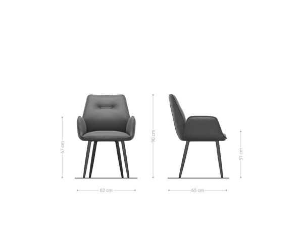 Jídelní židle Zoa-Flex smíšené materiály taupe 4 kuželové černé nohy - Image 6