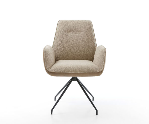 Jídelní židle Zoa-Flex smíšené materiály taupe křížový rám kuželový černý otočný o 180° - Image 2
