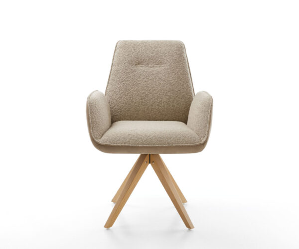 Jídelní židle Zoa-Flex smíšené materiály taupe dřevěný rám hranatý otočný o 180° - Image 2