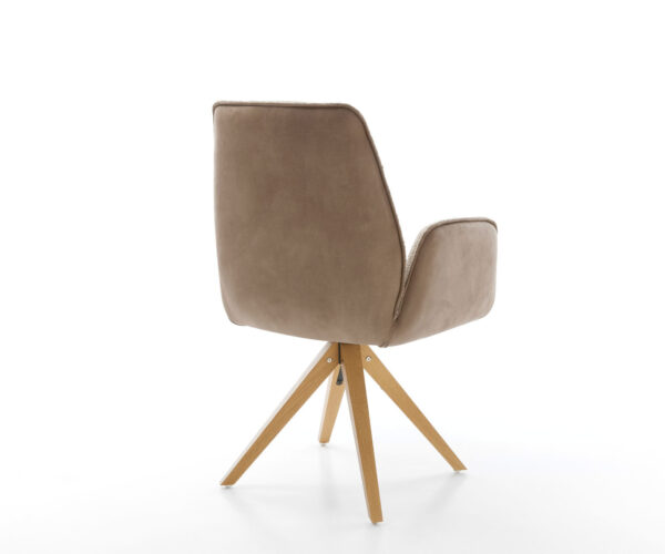 Jídelní židle Zoa-Flex smíšené materiály taupe dřevěný rám hranatý otočný o 180° - Image 5