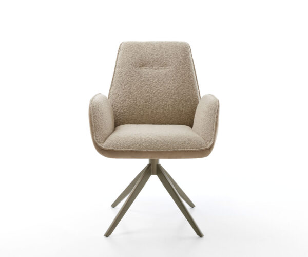Jídelní židle Zoa-Flex smíšené materiály taupe křížový rám široký efektový povrch titanový 360° otočné - Image 2