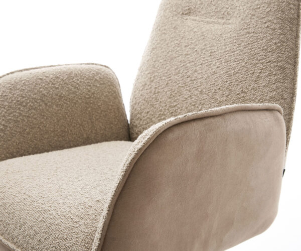 Jídelní židle Zoa-Flex smíšené materiály taupe křížový rám široký efektový povrch titanový 360° otočné - Image 4