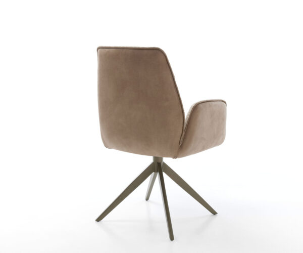Jídelní židle Zoa-Flex smíšené materiály taupe křížový rám široký efektový povrch titanový 360° otočné - Image 5