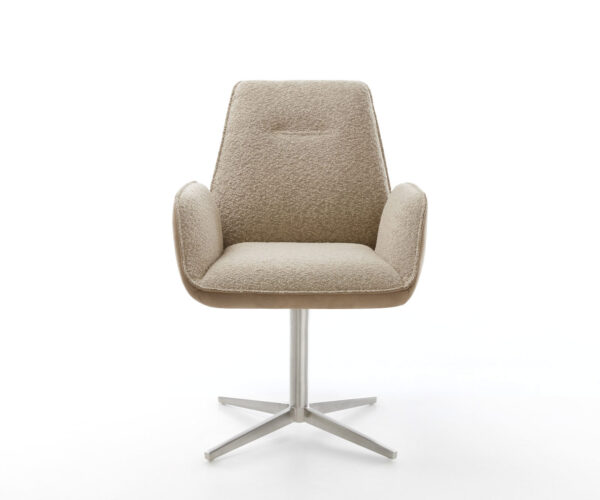 Jídelní židle Zoa-Flex smíšené materiály taupe, křížová podnož z nerezové oceli, otočné o 360° - Image 2
