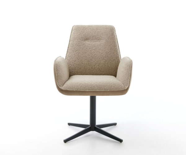 Jídelní židle Zoa-Flex smíšené materiály taupe křížová černá základna otočné 360° - Image 2