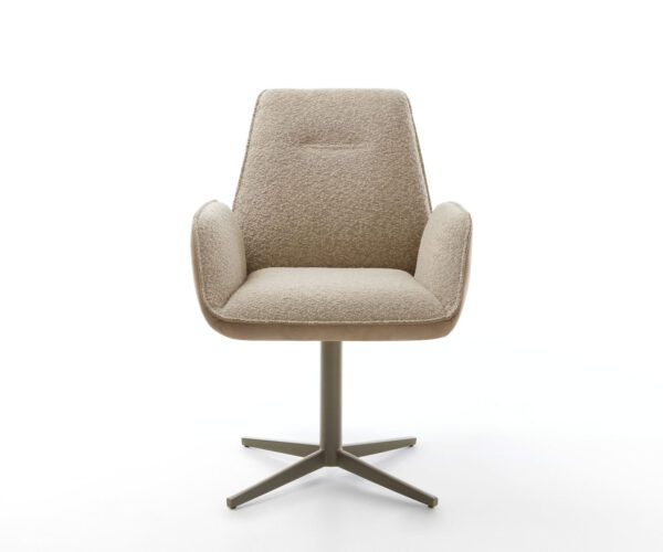 Jídelní židle Zoa-Flex smíšené materiály taupe, křížová podnož, titanový efekt, otočné o 360° - Image 2