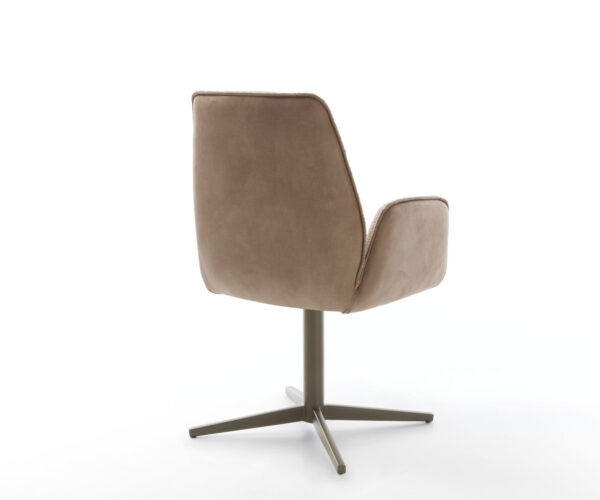 Jídelní židle Zoa-Flex smíšené materiály taupe, křížová podnož, titanový efekt, otočné o 360° - Image 5