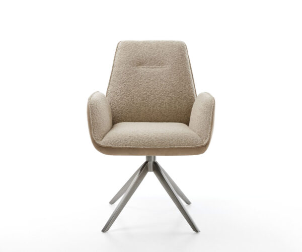 Jídelní židle Zoa-Flex kombinované materiály taupe křížový rám široký grafit 360° otočné s houpací funkcí - Image 2