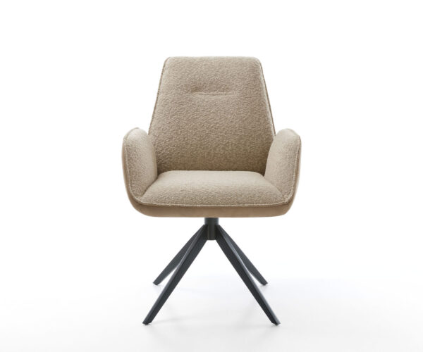 Jídelní židle Zoa-Flex smíšené materiály taupe křížový rám široký černý s funkcí houpání otočný o 360° - Image 2