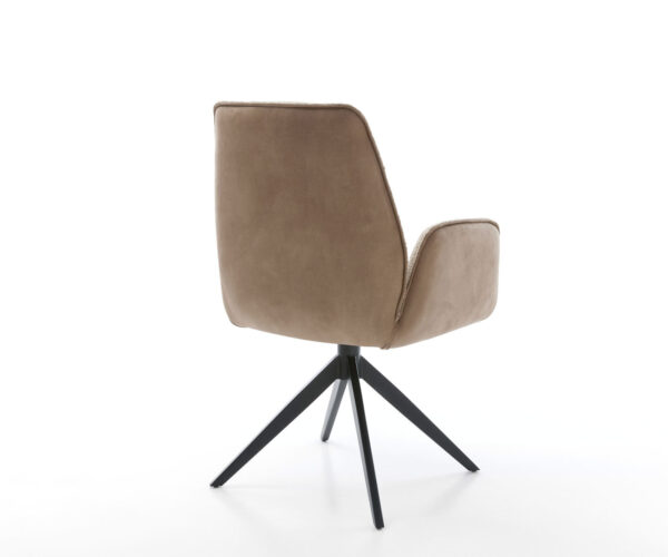 Jídelní židle Zoa-Flex smíšené materiály taupe křížový rám široký černý s funkcí houpání otočný o 360° - Image 5