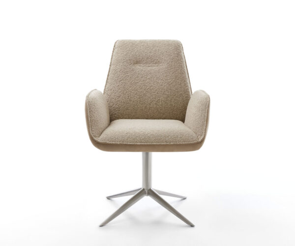 Jídelní židle Zoa-Flex smíšené materiály taupe, křížová podstava z nerezové oceli, otočné o 360°, funkce houpání, jádro z taštičkových pružin - Image 2