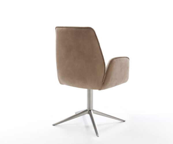 Jídelní židle Zoa-Flex smíšené materiály taupe, křížová podstava z nerezové oceli, otočné o 360°, funkce houpání, jádro z taštičkových pružin - Image 5