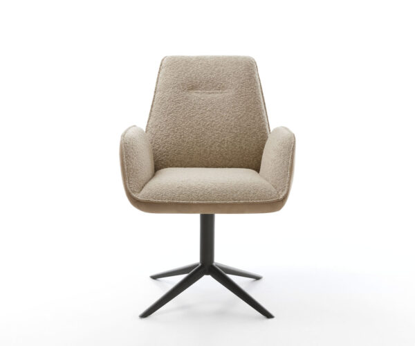 Jídelní židle Zoa-Flex smíšené materiály taupe křížová podnož černá houpací funkce 360° otočné - Image 2