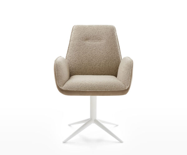Jídelní židle Zoa-Flex smíšené materiály taupe křížová podnož bílá 360° otočné s houpací funkcí - Image 2