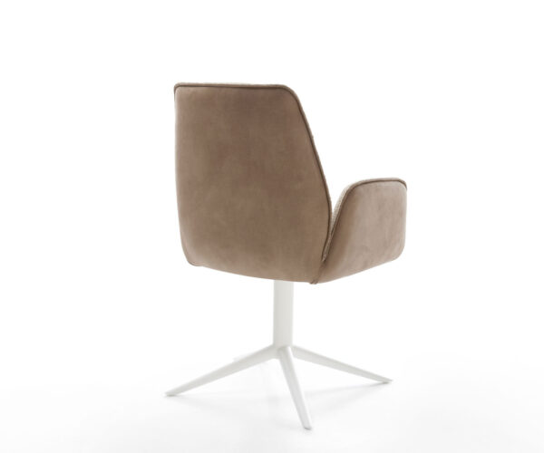 Jídelní židle Zoa-Flex smíšené materiály taupe křížová podnož bílá 360° otočné s houpací funkcí - Image 5