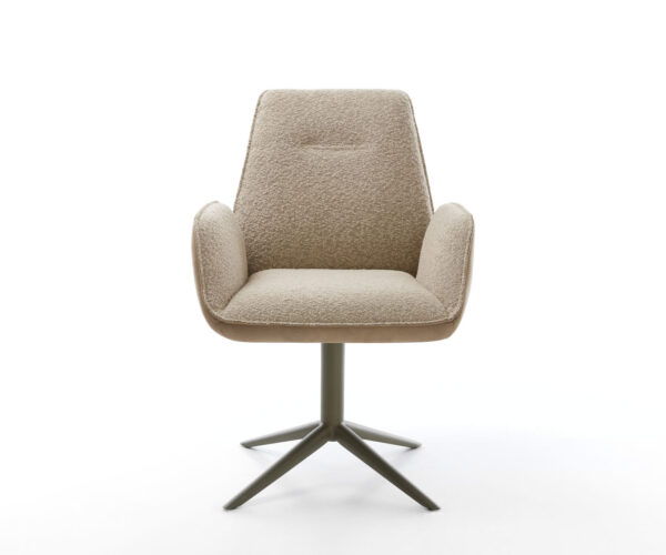 Jídelní židle Zoa-Flex smíšené materiály taupe, křížová podstava, efektová úprava titan, houpací funkce, otočné o 360° - Image 2