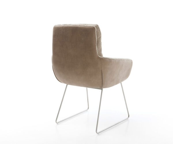 Jídelní židle Abelia-Flex s područkami, kombinované materiály, taupe, kluzná konstrukce z nerezové oceli - Image 5