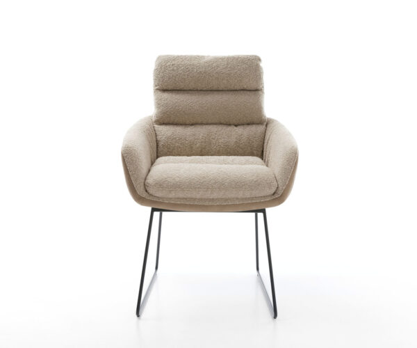 Jídelní židle Abelia-Flex s područkami, kombinované materiály, taupe, skluzový rám černý - Image 2
