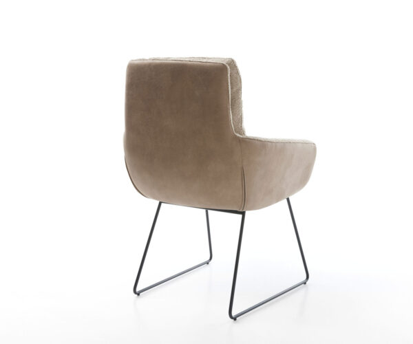Jídelní židle Abelia-Flex s područkami, kombinované materiály, taupe, skluzový rám černý - Image 5