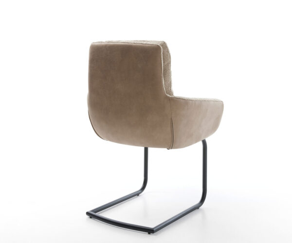 Jídelní židle Abelia-Flex s područkami, kombinované materiály, taupe, konzolová konstrukce, kulatá, černá - Image 5
