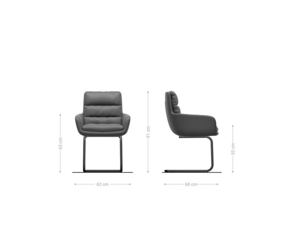 Jídelní židle Abelia-Flex s područkami, kombinované materiály, taupe, konzolová konstrukce, kulatá, černá - Image 6