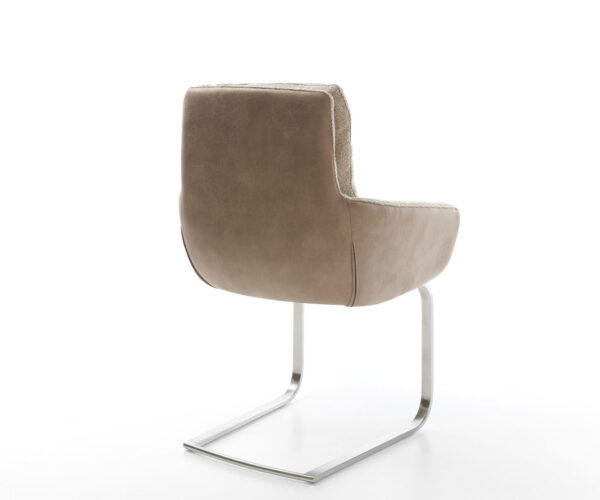 Jídelní židle Abelia-Flex s područkami, kombinované materiály, taupe, konzolová konstrukce, plochá nerezová ocel - Image 5