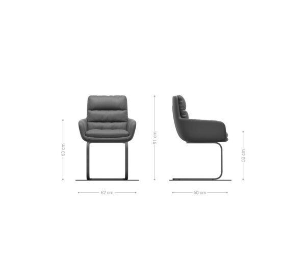 Jídelní židle Abelia-Flex s područkami, kombinované materiály, taupe, konzolová konstrukce, plochá nerezová ocel - Image 6