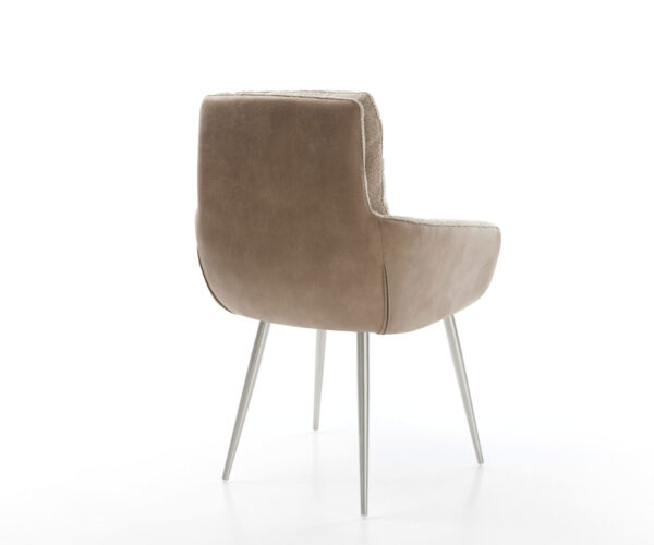 Jídelní židle Abelia-Flex s područkami, kombinované materiály, taupe, 4 kuželové nohy z nerezové oceli - Image 5