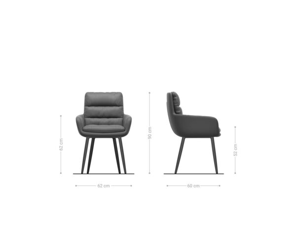 Jídelní židle Abelia-Flex s područkami, kombinované materiály, taupe, 4 kuželové nohy z nerezové oceli - Image 6